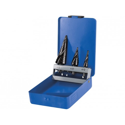 Степенасти бургии, 3 пар, ф 4-12/1mm, ф 4-20/2mm, ф 4-32/2mm